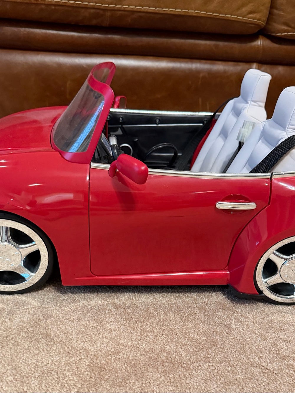 American Girl Red Convertible Doll Car with White Seats